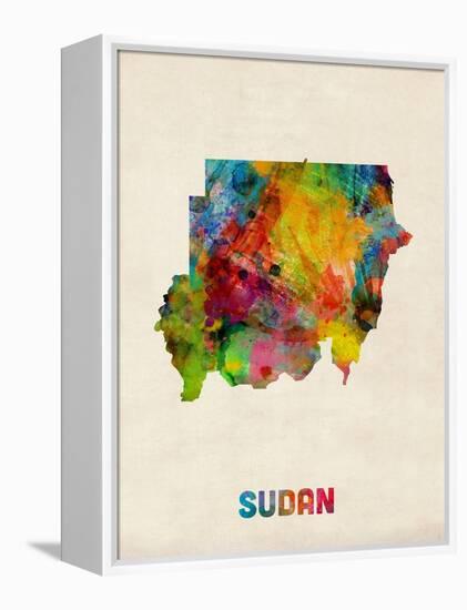 Sudan Watercolor Map-Michael Tompsett-Framed Stretched Canvas