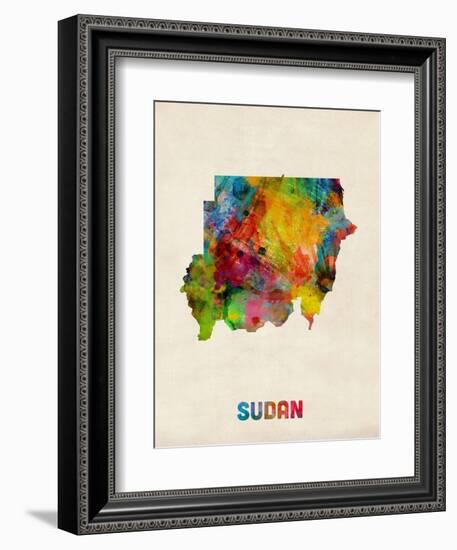 Sudan Watercolor Map-Michael Tompsett-Framed Art Print