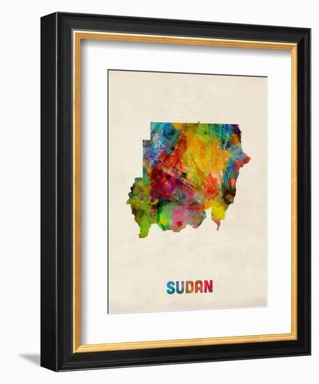 Sudan Watercolor Map-Michael Tompsett-Framed Art Print