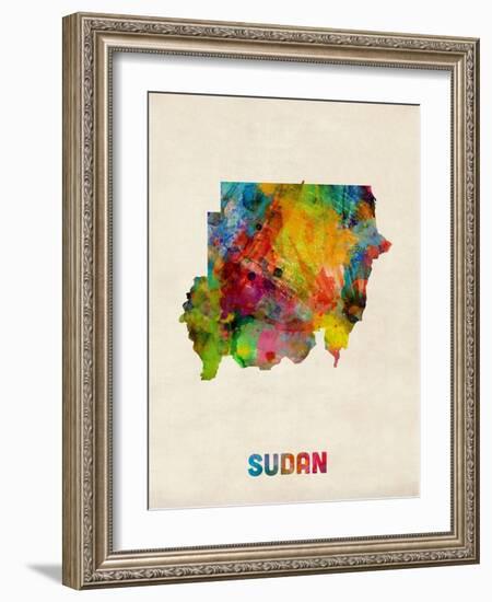 Sudan Watercolor Map-Michael Tompsett-Framed Art Print