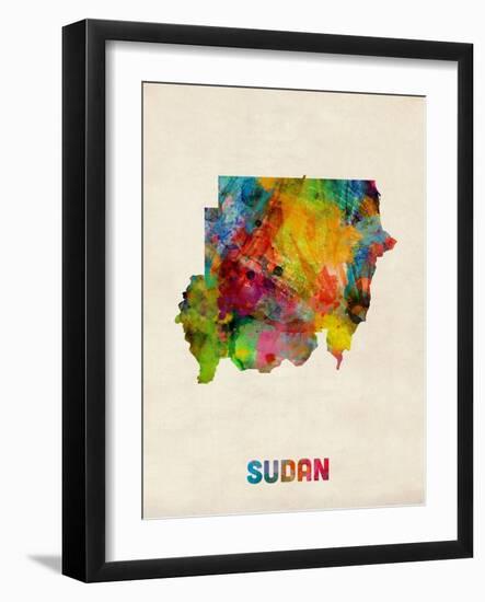 Sudan Watercolor Map-Michael Tompsett-Framed Art Print