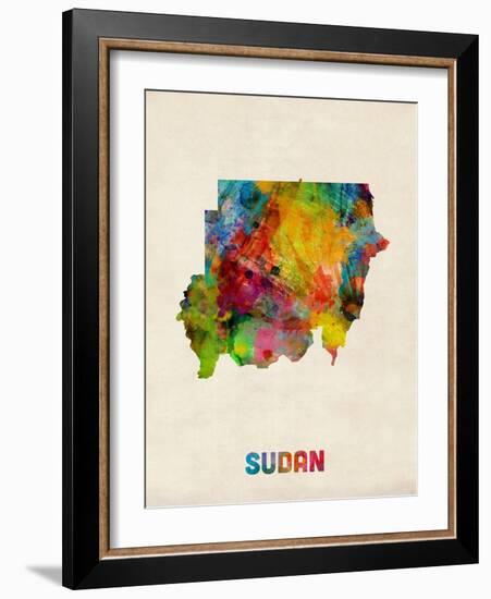 Sudan Watercolor Map-Michael Tompsett-Framed Art Print