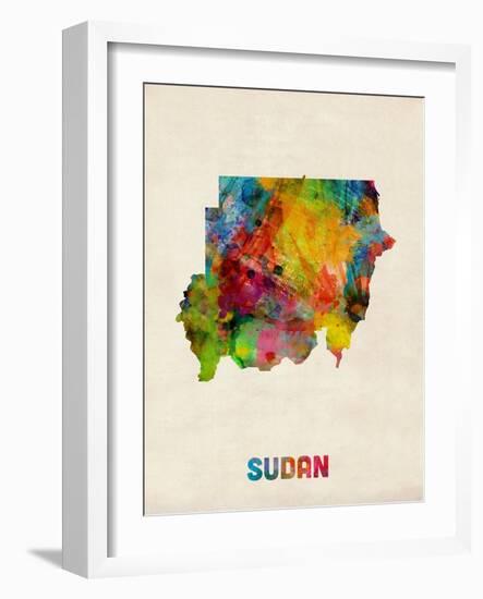 Sudan Watercolor Map-Michael Tompsett-Framed Art Print