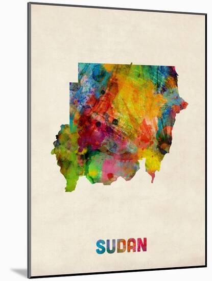 Sudan Watercolor Map-Michael Tompsett-Mounted Art Print