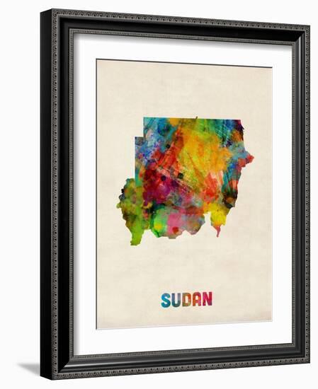 Sudan Watercolor Map-Michael Tompsett-Framed Art Print