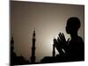 Sudanese Muslim Boy Prays in Front of a Mosque in Sudan-null-Mounted Photographic Print