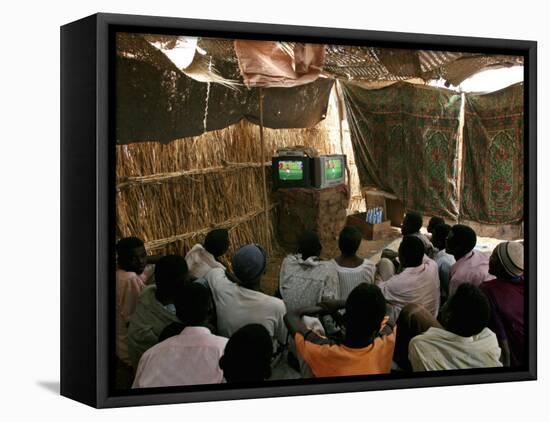 Sudanese Refugees Watch a World Cup Soccer Mach at the Zamzam Refugee Camp-null-Framed Premier Image Canvas