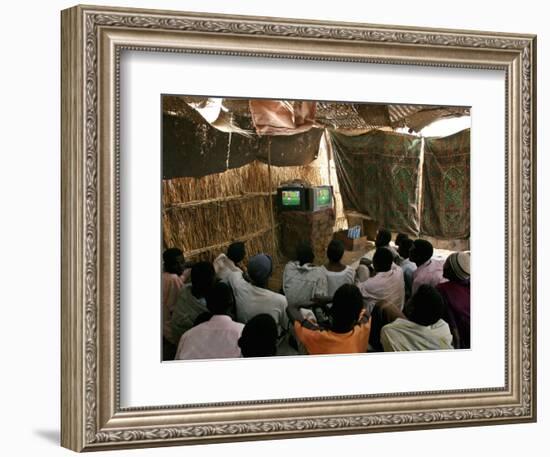 Sudanese Refugees Watch a World Cup Soccer Mach at the Zamzam Refugee Camp-null-Framed Photographic Print