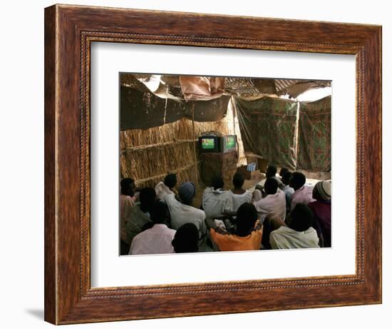 Sudanese Refugees Watch a World Cup Soccer Mach at the Zamzam Refugee Camp-null-Framed Photographic Print
