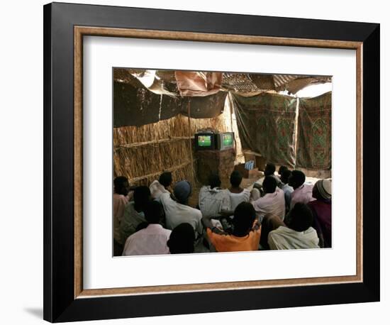 Sudanese Refugees Watch a World Cup Soccer Mach at the Zamzam Refugee Camp-null-Framed Photographic Print