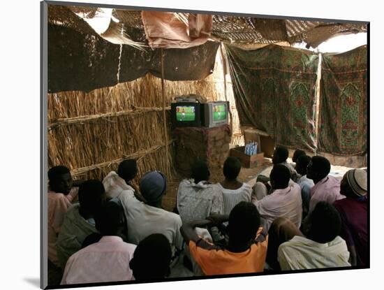 Sudanese Refugees Watch a World Cup Soccer Mach at the Zamzam Refugee Camp-null-Mounted Photographic Print