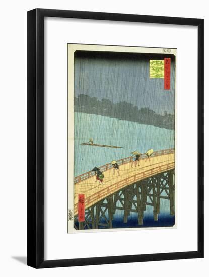 'Sudden Shower at Ohashi Bridge at Ataka', ('Ohashi, Atake No Yudachi') from the Series '100…-Ando Hiroshige-Framed Giclee Print