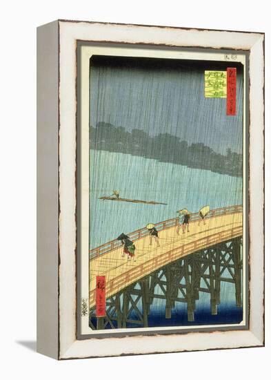 'Sudden Shower at Ohashi Bridge at Ataka', ('Ohashi, Atake No Yudachi') from the Series '100…-Ando Hiroshige-Framed Premier Image Canvas