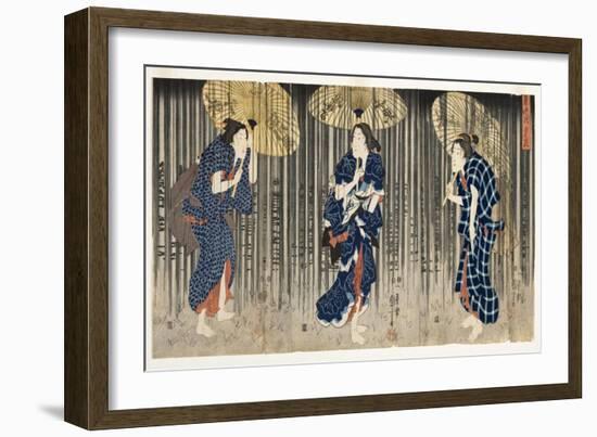 Sudden Shower in the Summer, C.1849-51-Utagawa Kuniyoshi-Framed Giclee Print