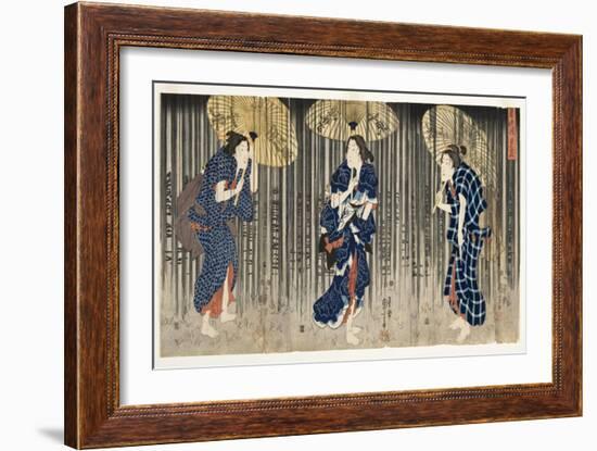 Sudden Shower in the Summer, C.1849-51-Utagawa Kuniyoshi-Framed Giclee Print