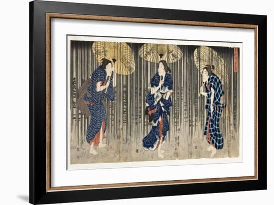 Sudden Shower in the Summer, C.1849-51-Utagawa Kuniyoshi-Framed Giclee Print