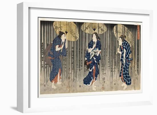 Sudden Shower in the Summer, C.1849-51-Utagawa Kuniyoshi-Framed Giclee Print