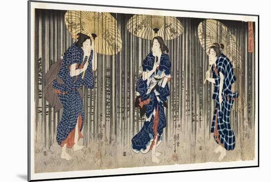 Sudden Shower in the Summer, C.1849-51-Utagawa Kuniyoshi-Mounted Giclee Print