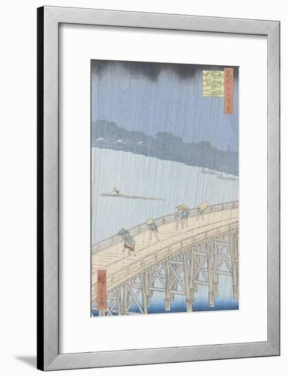 Sudden Shower on Ohashi Bridge at Ataka, from the Series "100 Views of Edo", 1857-Ando Hiroshige-Framed Giclee Print