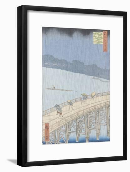 Sudden Shower on Ohashi Bridge at Ataka, from the Series "100 Views of Edo", 1857-Ando Hiroshige-Framed Giclee Print