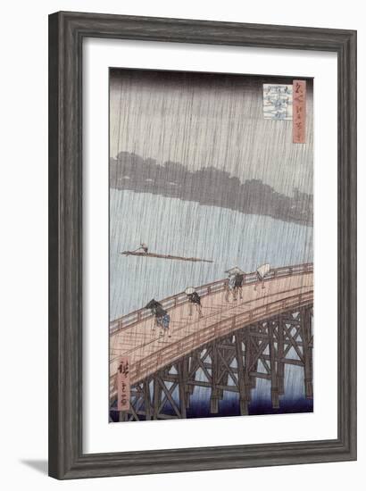 Sudden Shower over Shin-Ohashi Bridge and Atake-Ando Hiroshige-Framed Giclee Print