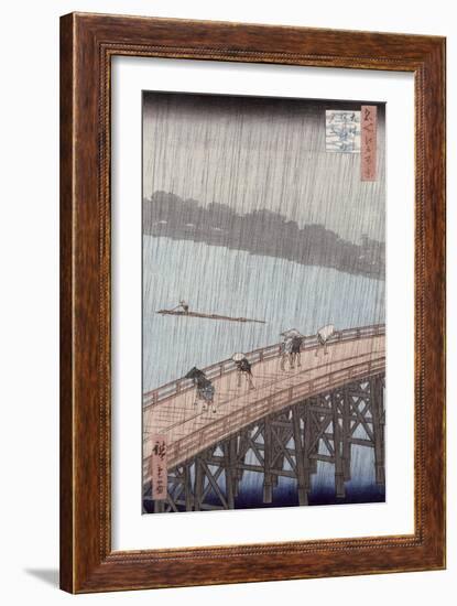 Sudden Shower over Shin-Ohashi Bridge and Atake-Ando Hiroshige-Framed Giclee Print