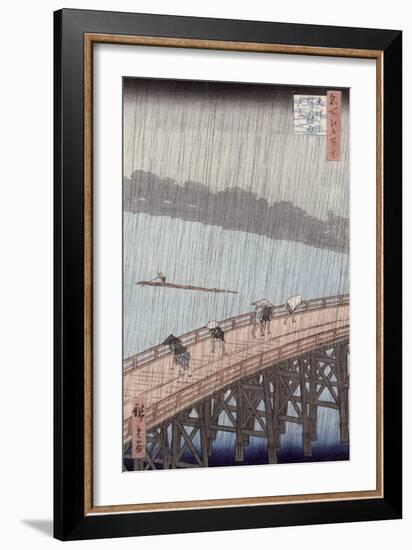 Sudden Shower over Shin-Ohashi Bridge and Atake-Ando Hiroshige-Framed Giclee Print