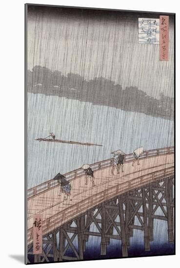 Sudden Shower over Shin-Ohashi Bridge and Atake-Ando Hiroshige-Mounted Giclee Print