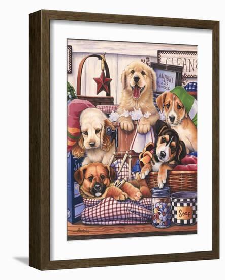 Suds and Pups-Jenny Newland-Framed Giclee Print