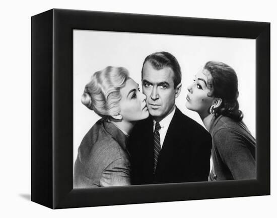 Sueurs Froides VERTIGO by AlfredHitchcock with James Stewart and Kim Novak, 1958 (b/w photo)-null-Framed Stretched Canvas