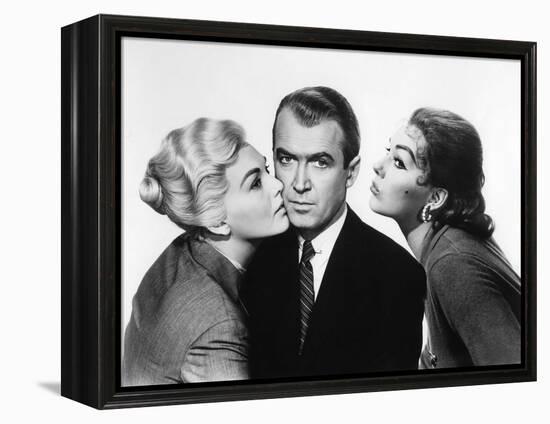 Sueurs Froides VERTIGO by AlfredHitchcock with James Stewart and Kim Novak, 1958 (b/w photo)-null-Framed Stretched Canvas