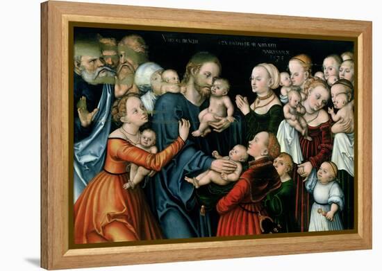 Suffer the Little Children to Come Unto Me, 1538-Lucas Cranach the Elder-Framed Premier Image Canvas