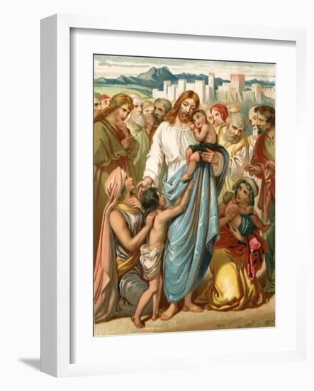 Suffer the Little Children to Come Unto Me-English School-Framed Giclee Print