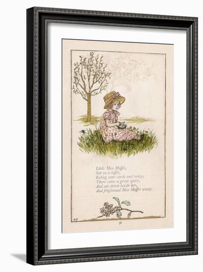 Sufferers from Arachnophobia Will Sympathise with Little Miss Muffet-Kate Greenaway-Framed Art Print