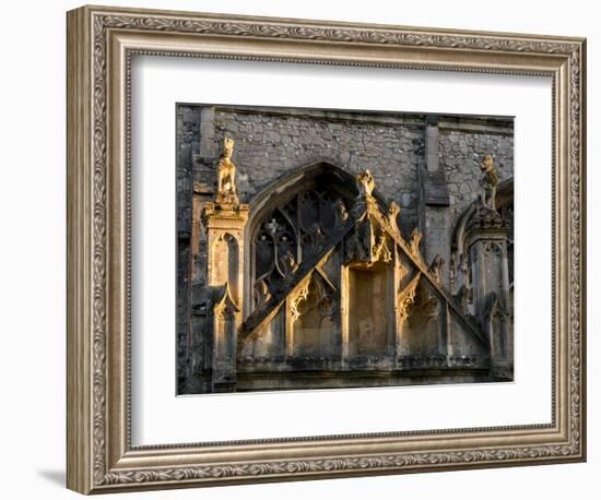 Suffolk, Bury St Edmunds detail of cathedral showing weathered stonework-Charles Bowman-Framed Photographic Print