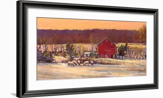 Suffolks in Snow-Jerry Cable-Framed Art Print