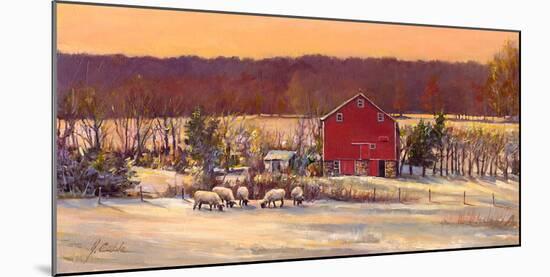 Suffolks in Snow-Jerry Cable-Mounted Art Print