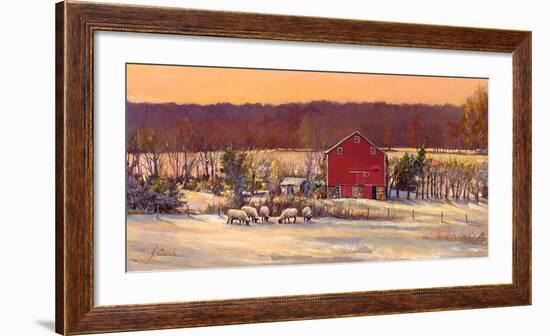 Suffolks in Snow-Jerry Cable-Framed Art Print