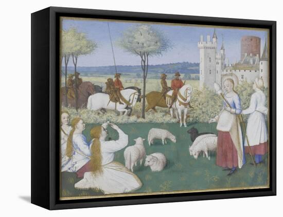 Suffrage des Saints du Livre d'Heures d'Etienne Chevalier : Sainte Marguerite et Olibrius dit-Jean Fouquet-Framed Premier Image Canvas