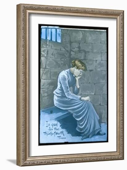 Suffragette in Jail, in Jail for the Thirty-Fourth Time-null-Framed Art Print