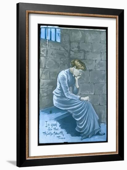 Suffragette in Jail, in Jail for the Thirty-Fourth Time-null-Framed Art Print