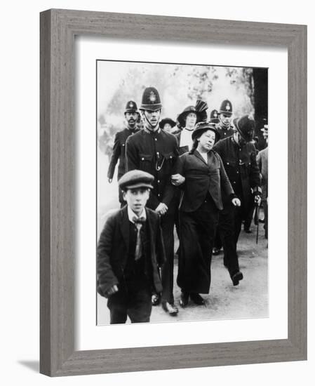 Suffragettes Being Arrested Near Buckingham Palace-null-Framed Photographic Print