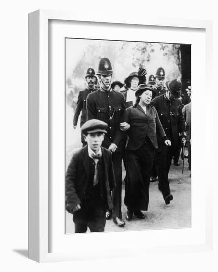 Suffragettes Being Arrested Near Buckingham Palace-null-Framed Photographic Print