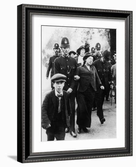 Suffragettes Being Arrested Near Buckingham Palace-null-Framed Photographic Print