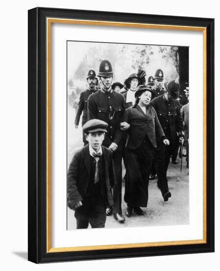 Suffragettes Being Arrested Near Buckingham Palace-null-Framed Photographic Print