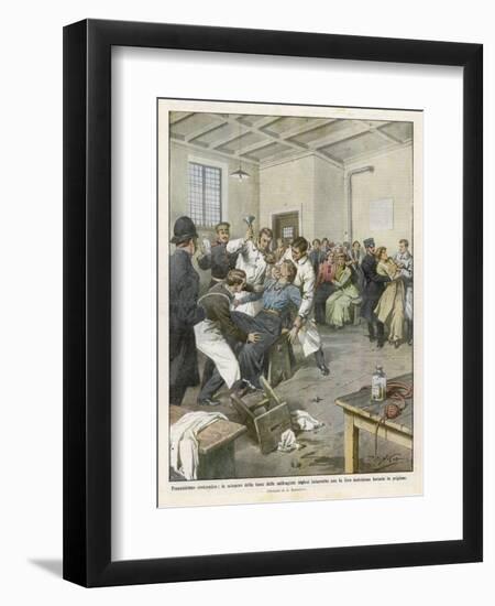 Suffragettes Force-Fed in Prison-Achille Beltrame-Framed Art Print