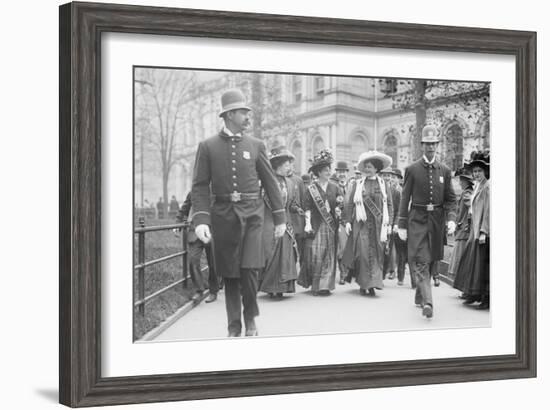 Suffragettes, Preceded By Policemen, Leaving City Hall, New York-null-Framed Art Print