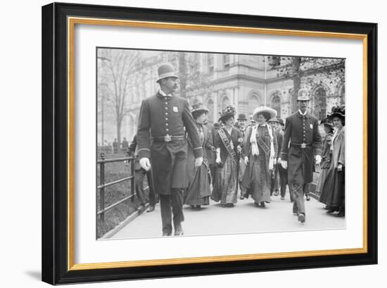 Suffragettes, Preceded By Policemen, Leaving City Hall, New York-null-Framed Art Print