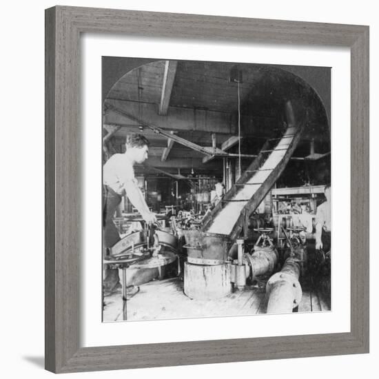 Sugar Beet Pulp and Juice Flowing from Tank to Tank, Montreal, Canada, Early 20th Century-null-Framed Photographic Print