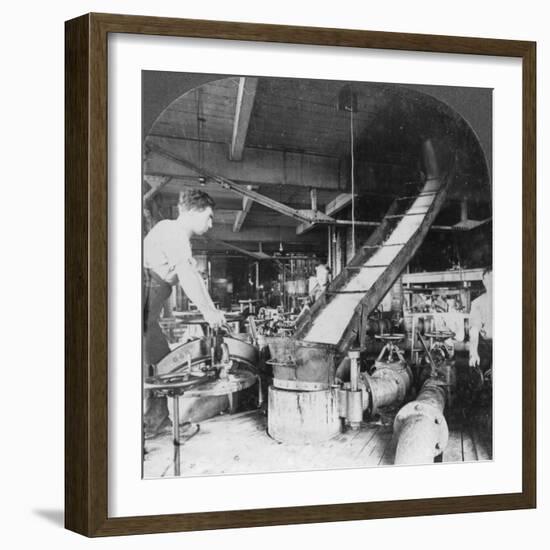 Sugar Beet Pulp and Juice Flowing from Tank to Tank, Montreal, Canada, Early 20th Century-null-Framed Photographic Print